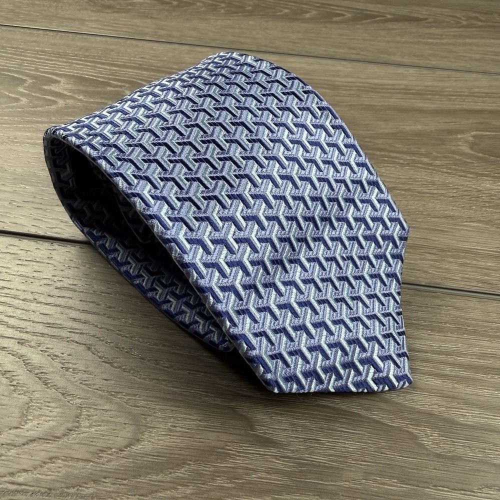 Robert Talbott Mens Hand Sewn‎ Silk Geometric Neck Tie Blue 3.75"x58"
